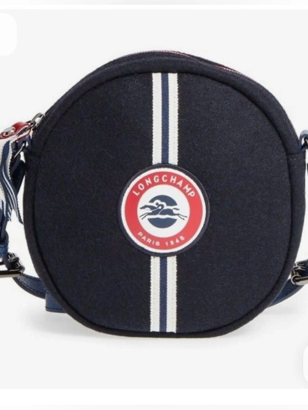 Longchamp Cocarde Round Crossbody Bag Paris 1948 Wool Felt Rare - Picture 2 of 12
